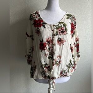 White Relaxed Tie Front Blouse